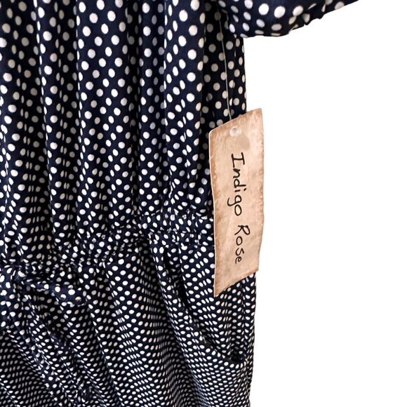 NWT‎ Indigo Rose Navy & White Polka Dot Romper Women's Small - Picture 4 of 12
